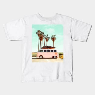 Orange Teal Palm Kids T-Shirt